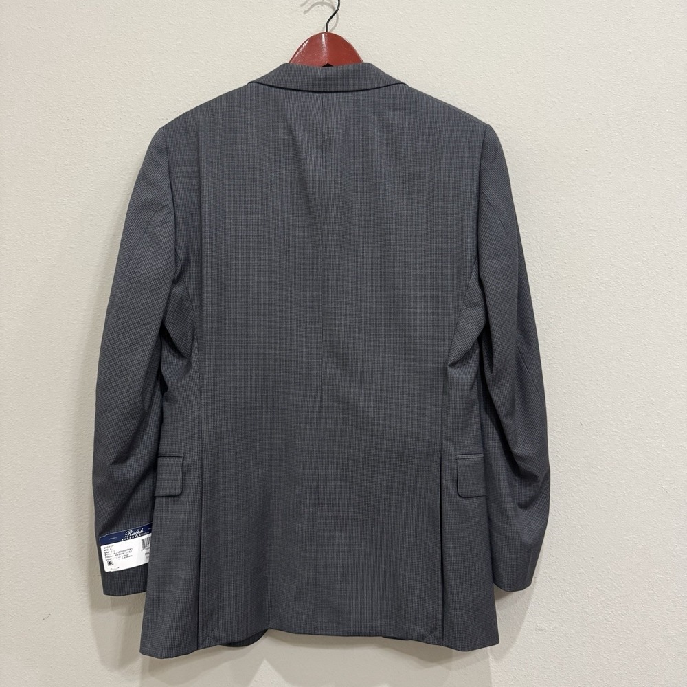 Men's Ralph Lauren Blazer 36r Athletic Fit‎ Gray Check Wool Stretch - Picture 2 of 16